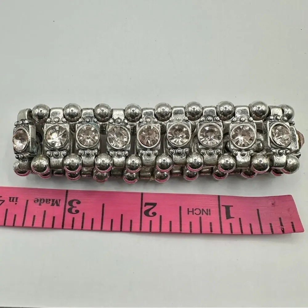 Light Pink Rhinestone Stretch Bracelet Unbranded Silver tone Retro